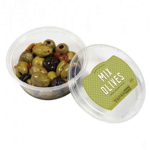 Fresh Pitted Mix Olives with herbs and peppers
